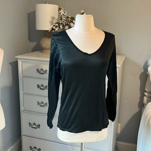 Cuddl Duds Vintage Black Camisole Long Sleeve Lightweight Womens Small